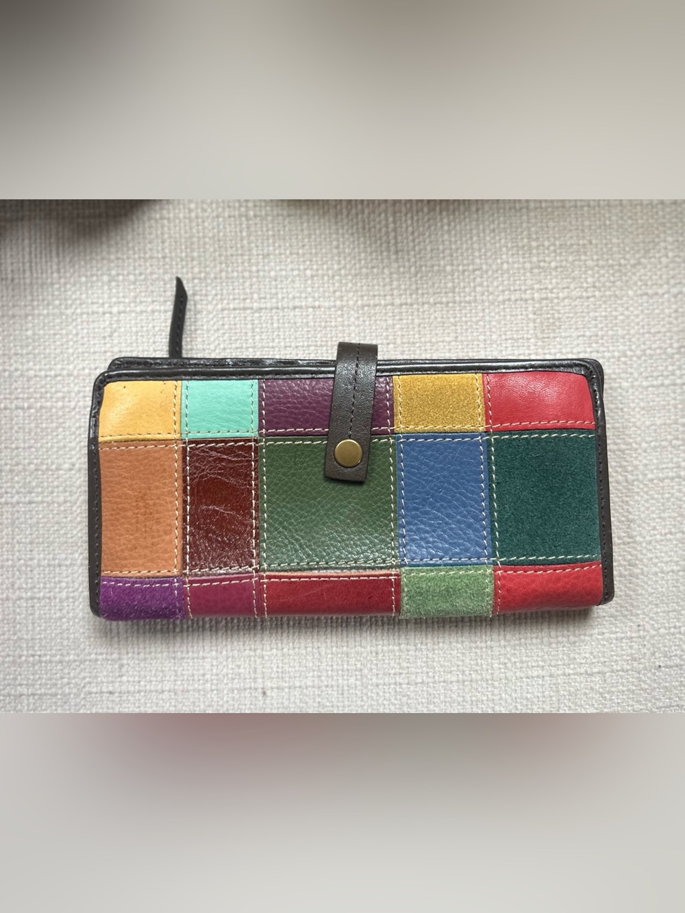 VERA PELLE ALL PATCHWORK LEATHER SUEDE BI FOLD WALLET